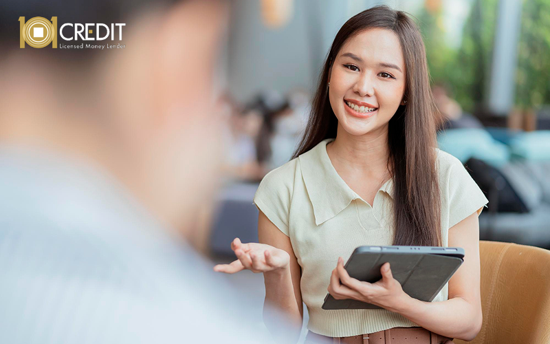 Consulting a financial expert about Singapore personal loan options.